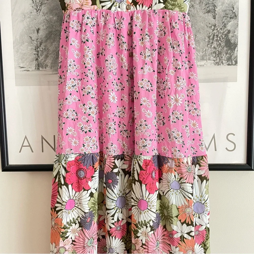 Agua Bendita Alani Java Maxi Dress Pink Bloom Large Underwire NWT - Picture 9 of 16